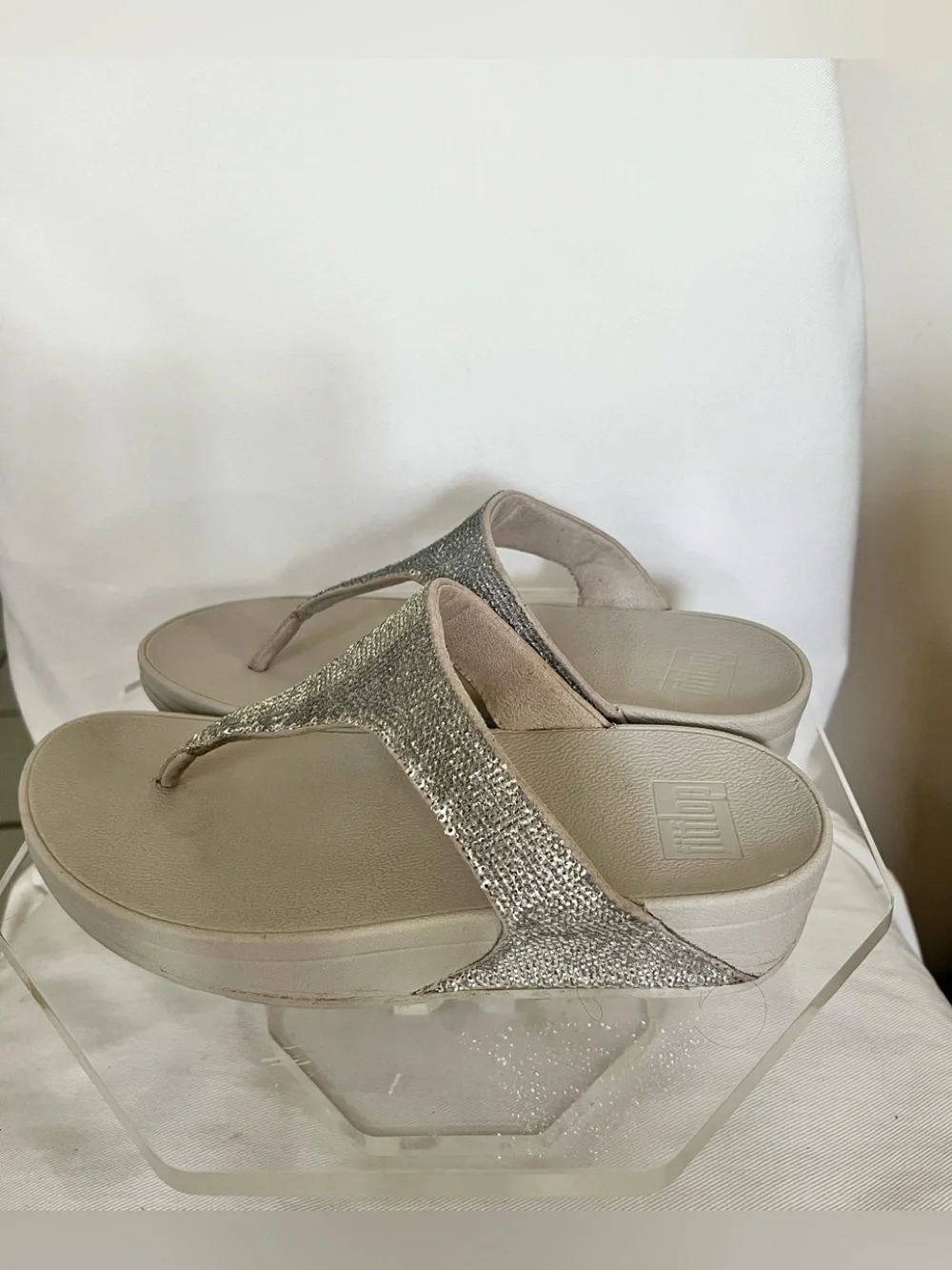 FitFlop Lulu Glittering Crystal-Embellished Sandals Size 8 Pre owned